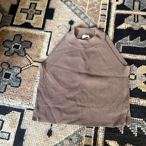 Aritzia Wilfred high neck knit cropped top size xs in brown